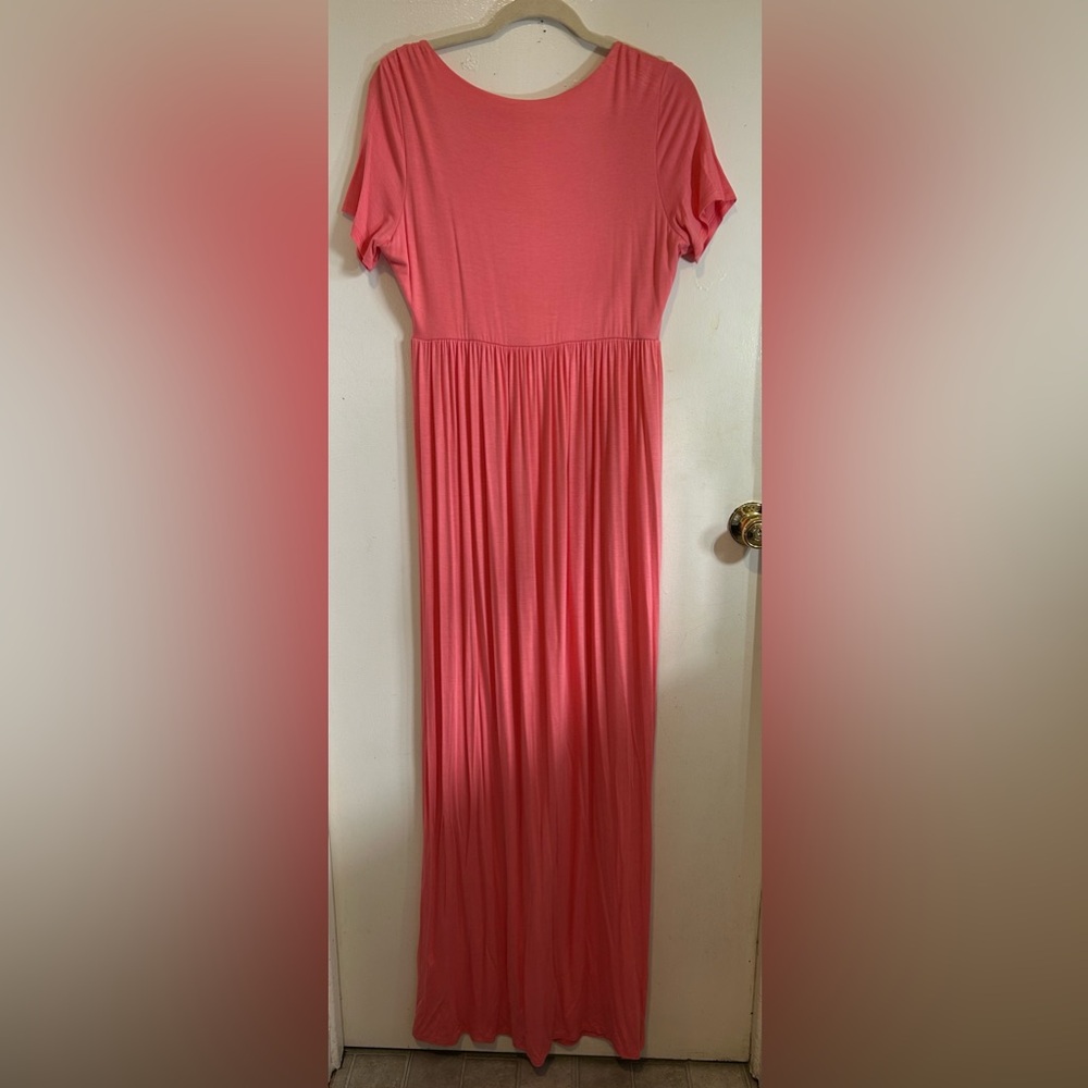 Great Condition Pink Blush Maternity dress Short Sleeve Loose Maxi Dress Sz XL - Picture 4 of 6
